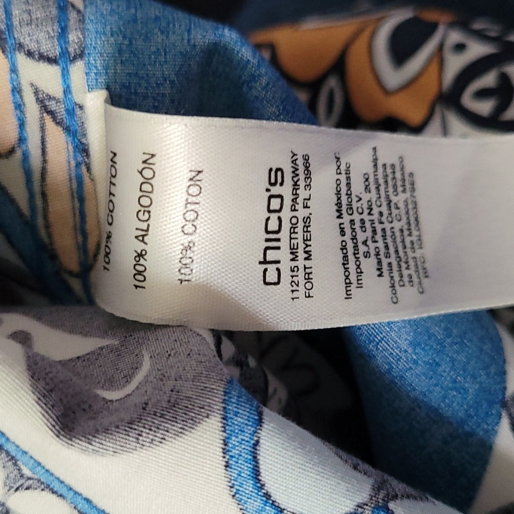 Chico's(3)=16/XL. Blue Paisley No-Iron Shirt. - Picture 10 of 12